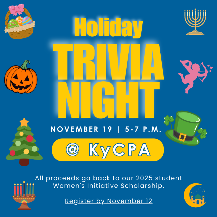 Graphic promoting 11.19.24 Holiday trivia night. Details listed below on webpage.