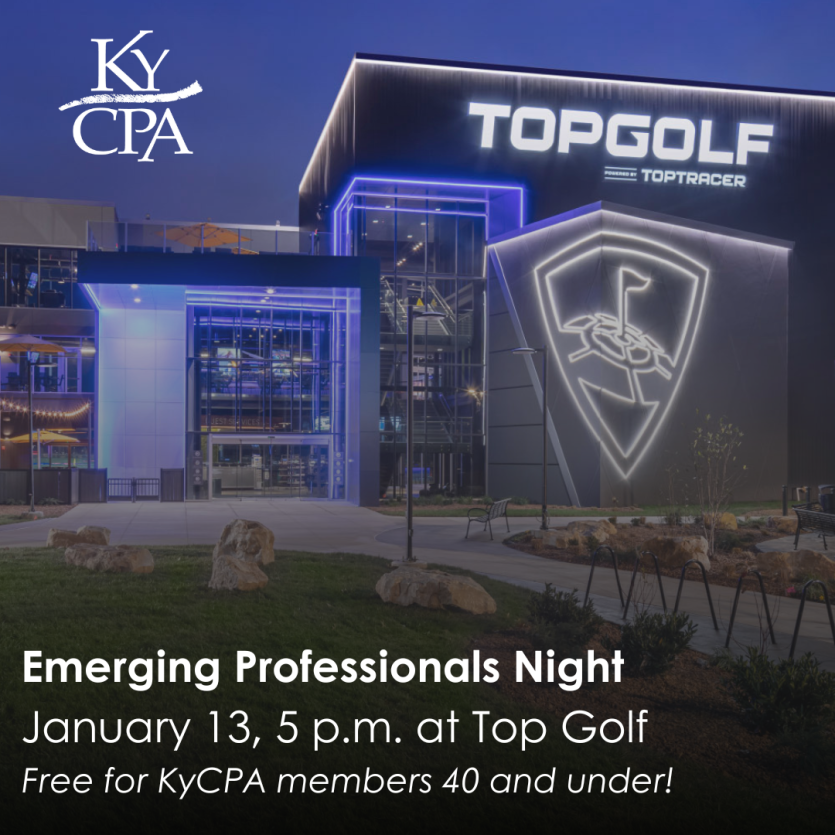 Graphic showing Top Golf facility announcing the event